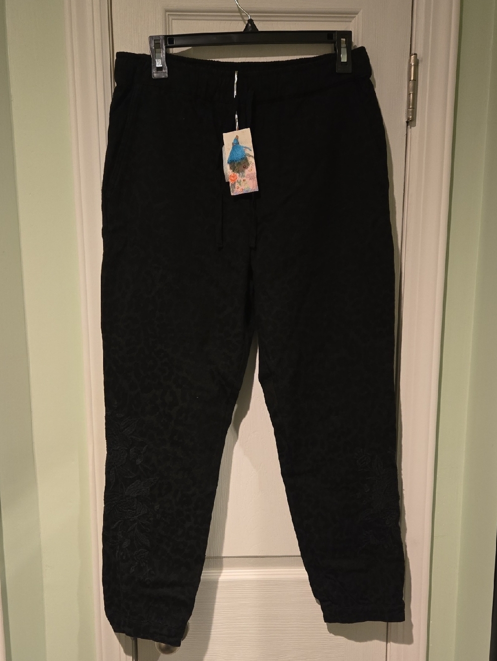 Johnny Was Black Textured Jogger Pants